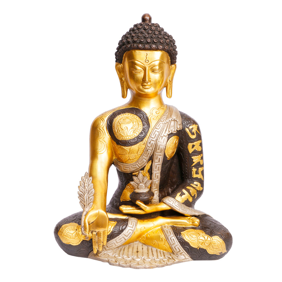 12" Medicine Buddha Brass Copper Gold Finish