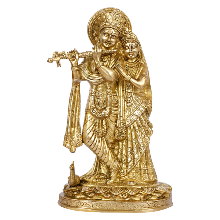 12" Radha Krishna Brass Murti