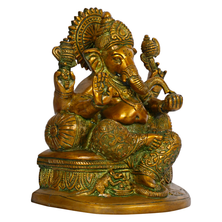 7.5" Brass Ganesha Idol