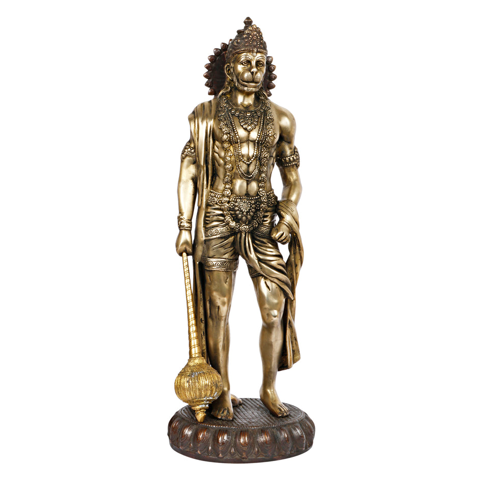 24" Hanuman Ji with Gada Brass Idol