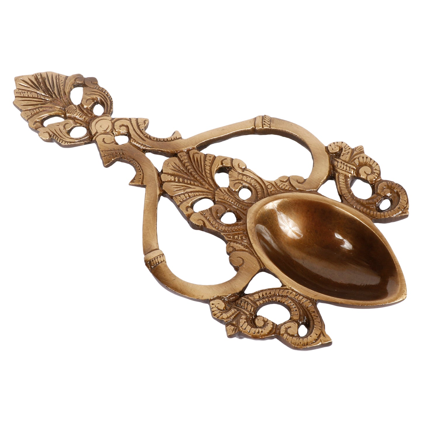 7.5 Inch Gold Color Brass Dhoop Diya: Incense Burner Stand.