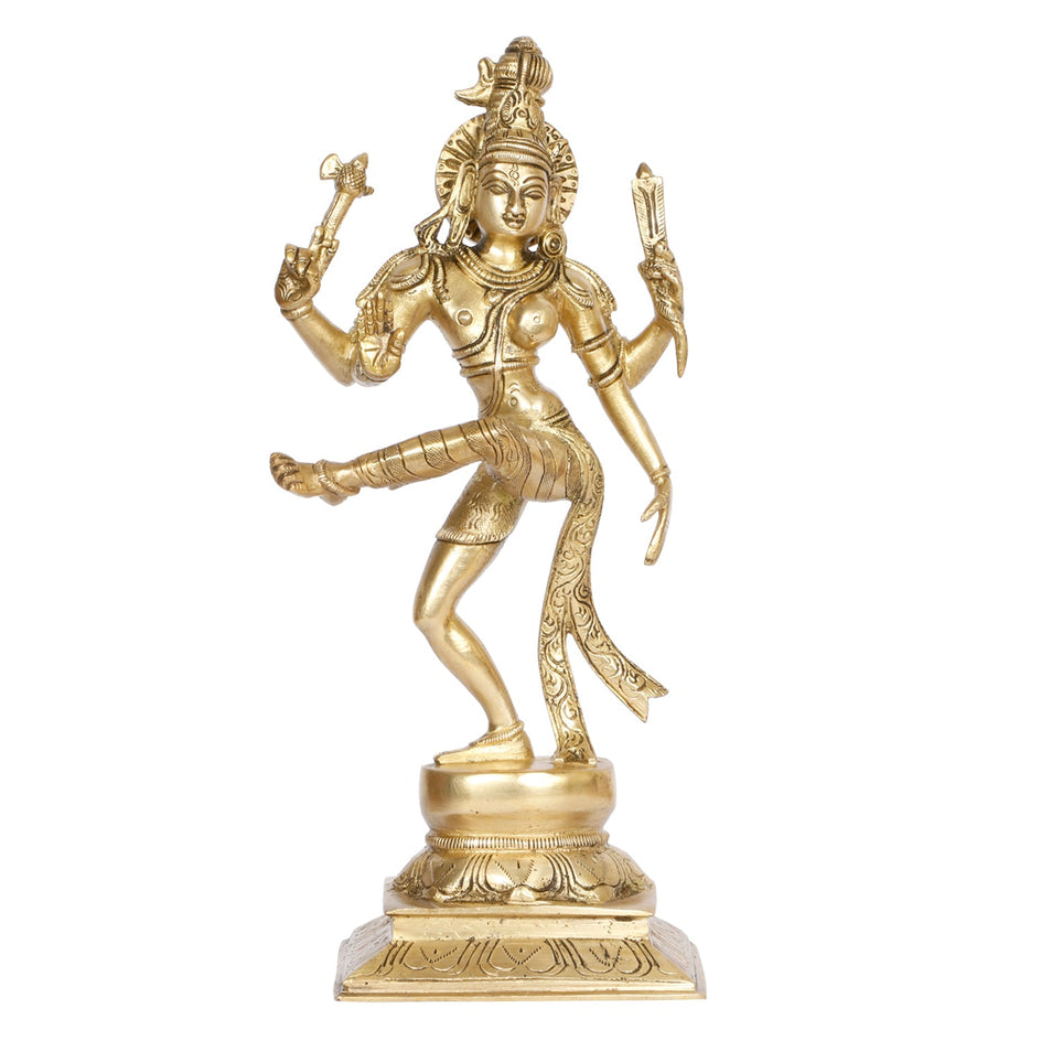 Copy of 12" Ardhanarishvara (Shiva and Parvati) Brass Murti