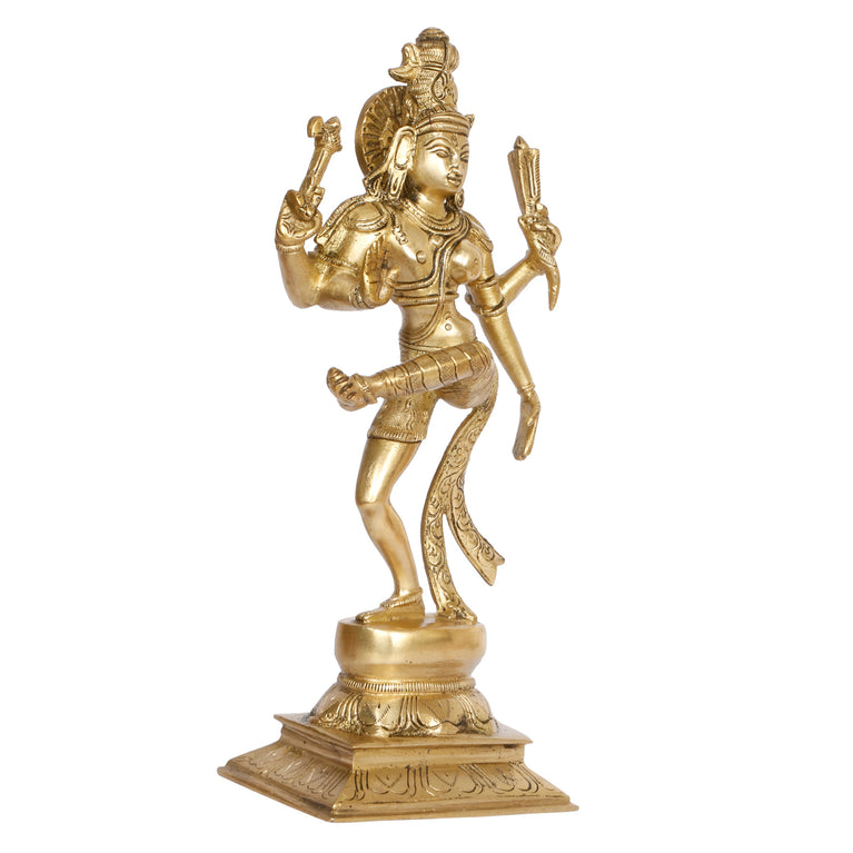 12" Ardhanarishvara (Shiva and Parvati) Brass Murti