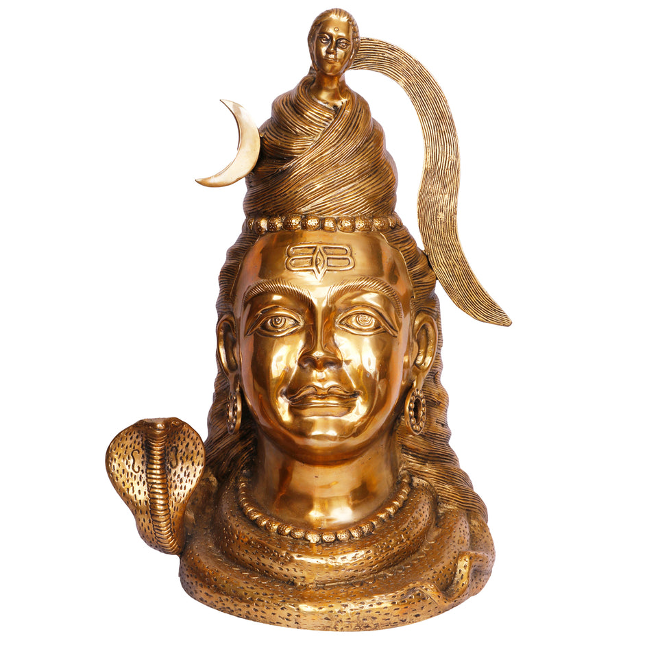 21' Shiva Head Brass Murti