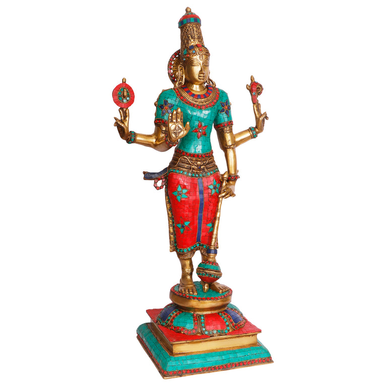 29" Bhagwan Vishnu Narayan Brass with Gemstone Handwork