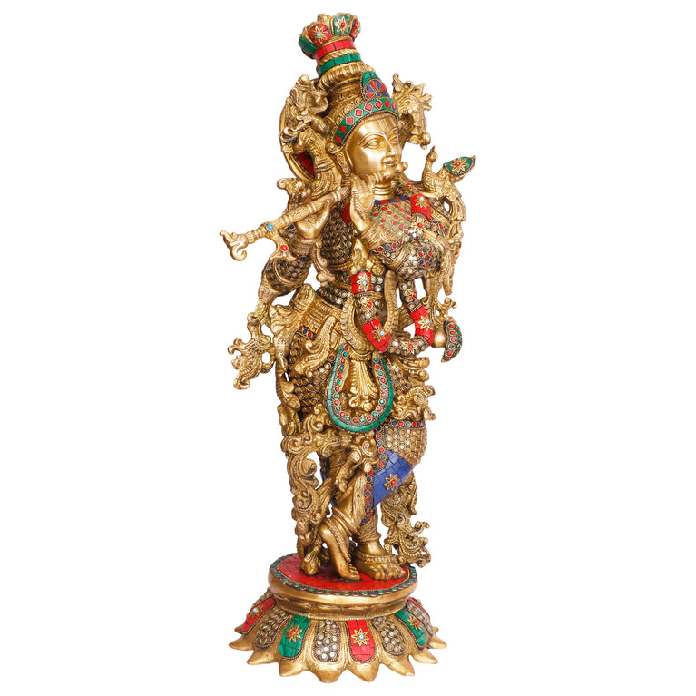 25" Fluting Krishna Brass with Inaly Handmade