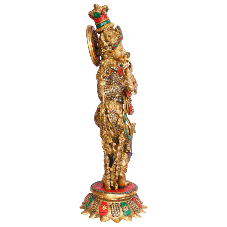 25" Fluting Krishna Brass with Inaly Handmade