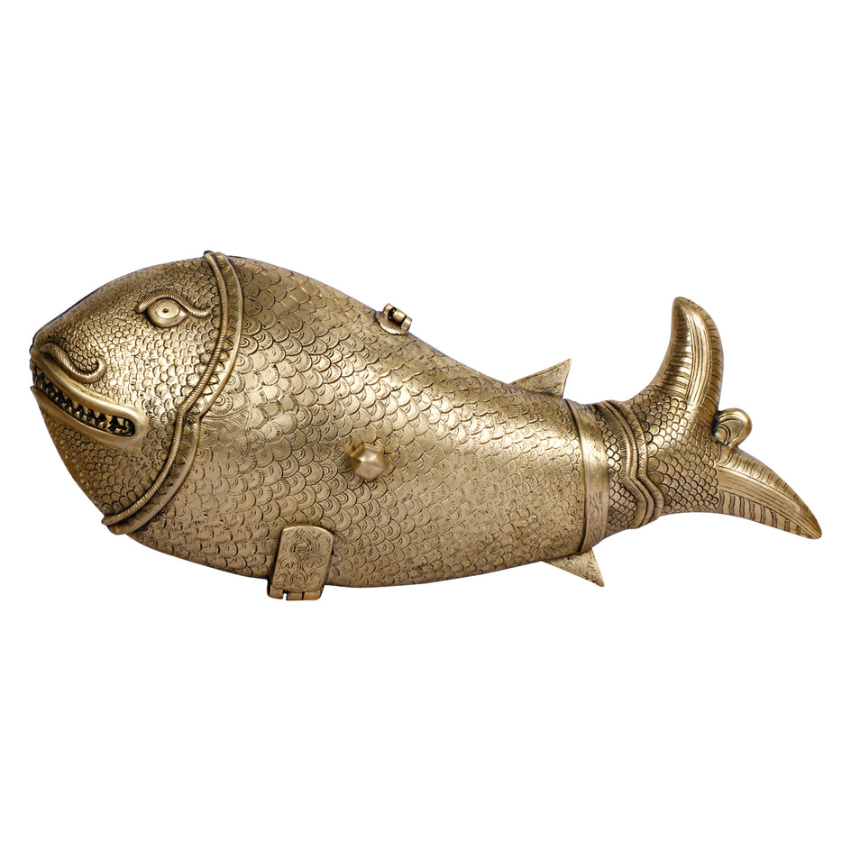 22" Big Fish Tray Box Fine Brass Handmade