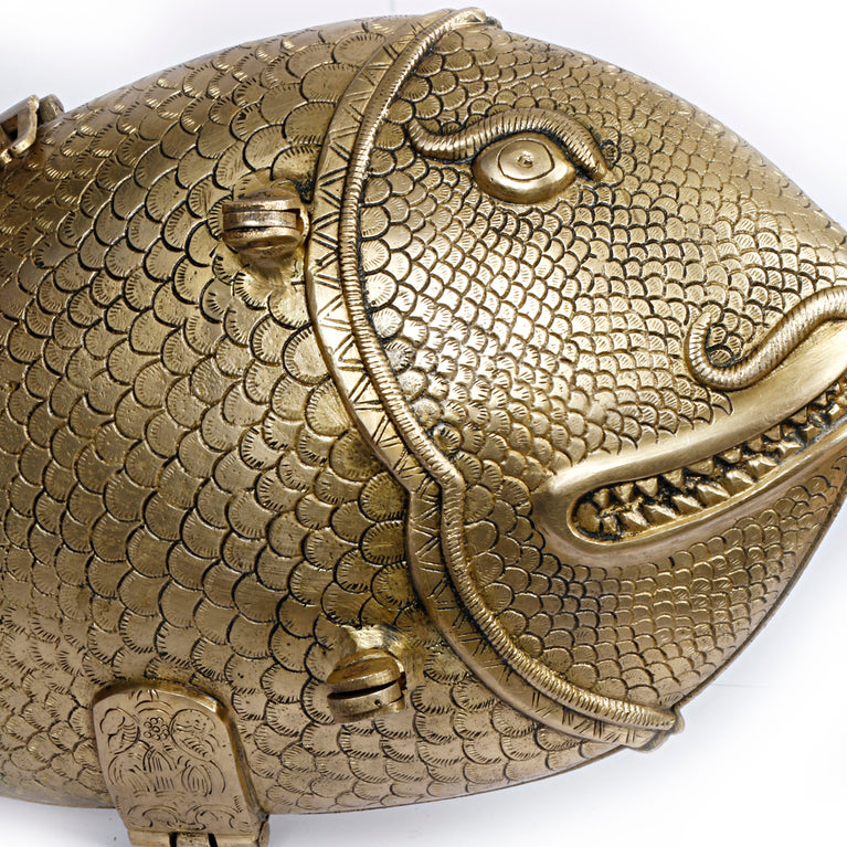 22" Big Fish Tray Box Fine Brass Handmade