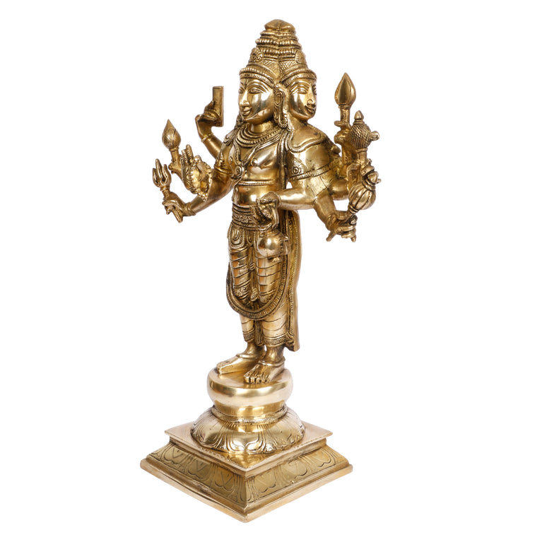 15" Brahma The Creator in Trimurti Brass Idol