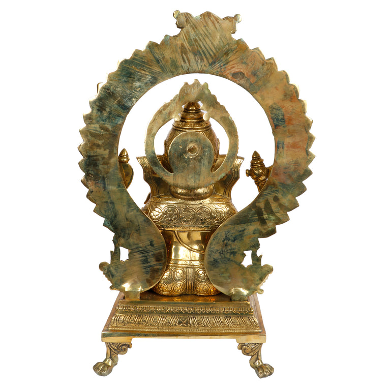 20" Lord Ganesha Sitting on singhasana Brass Murti
