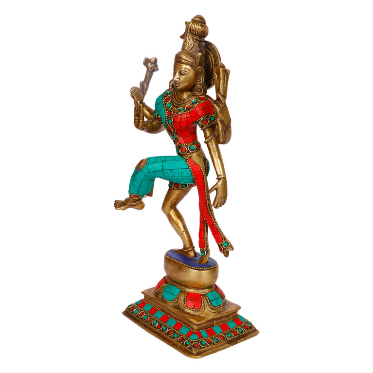 12" Ardhanarishvara (Shiva and Parvati) Brass Murti